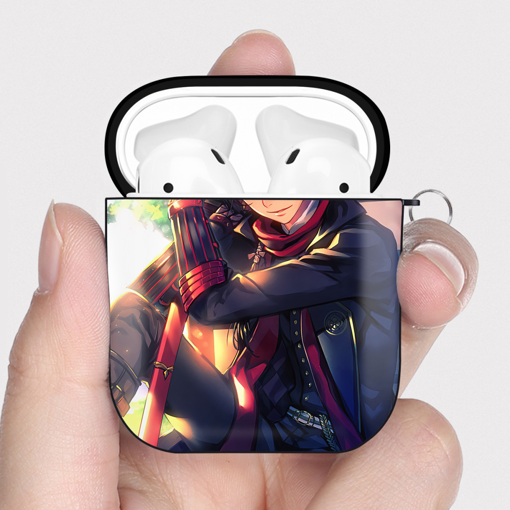 （画像用） 刀剣乱舞 Touken Ranbu AirPods 第2世代保護ケース ハードシェル ブラック 耐衝撃・防指紋・カラビナ付き