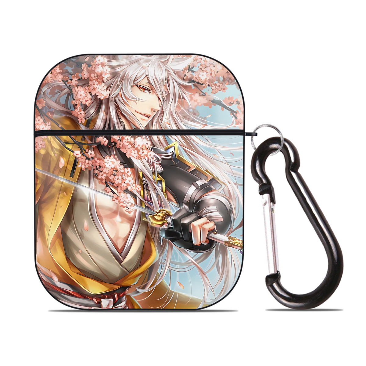 （画像用） 刀剣乱舞 Touken Ranbu AirPods 第2世代保護ケース ハードシェル ブラック 耐衝撃・防指紋・カラビナ付き