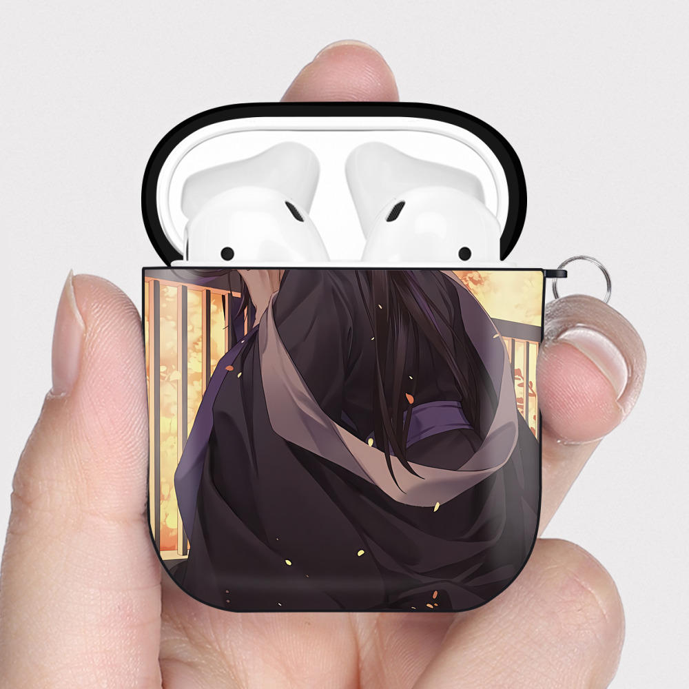 （画像用） 刀剣乱舞 Touken Ranbu AirPods 第2世代保護ケース ハードシェル ブラック 耐衝撃・防指紋・カラビナ付き