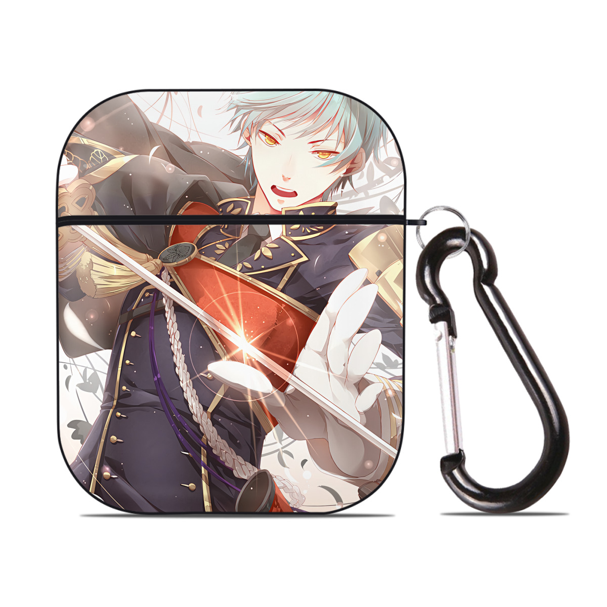 （画像用） 刀剣乱舞 Touken Ranbu AirPods 第2世代保護ケース ハードシェル ブラック 耐衝撃・防指紋・カラビナ付き