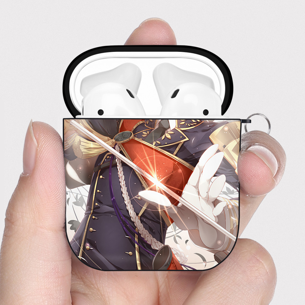 （画像用） 刀剣乱舞 Touken Ranbu AirPods 第2世代保護ケース ハードシェル ブラック 耐衝撃・防指紋・カラビナ付き