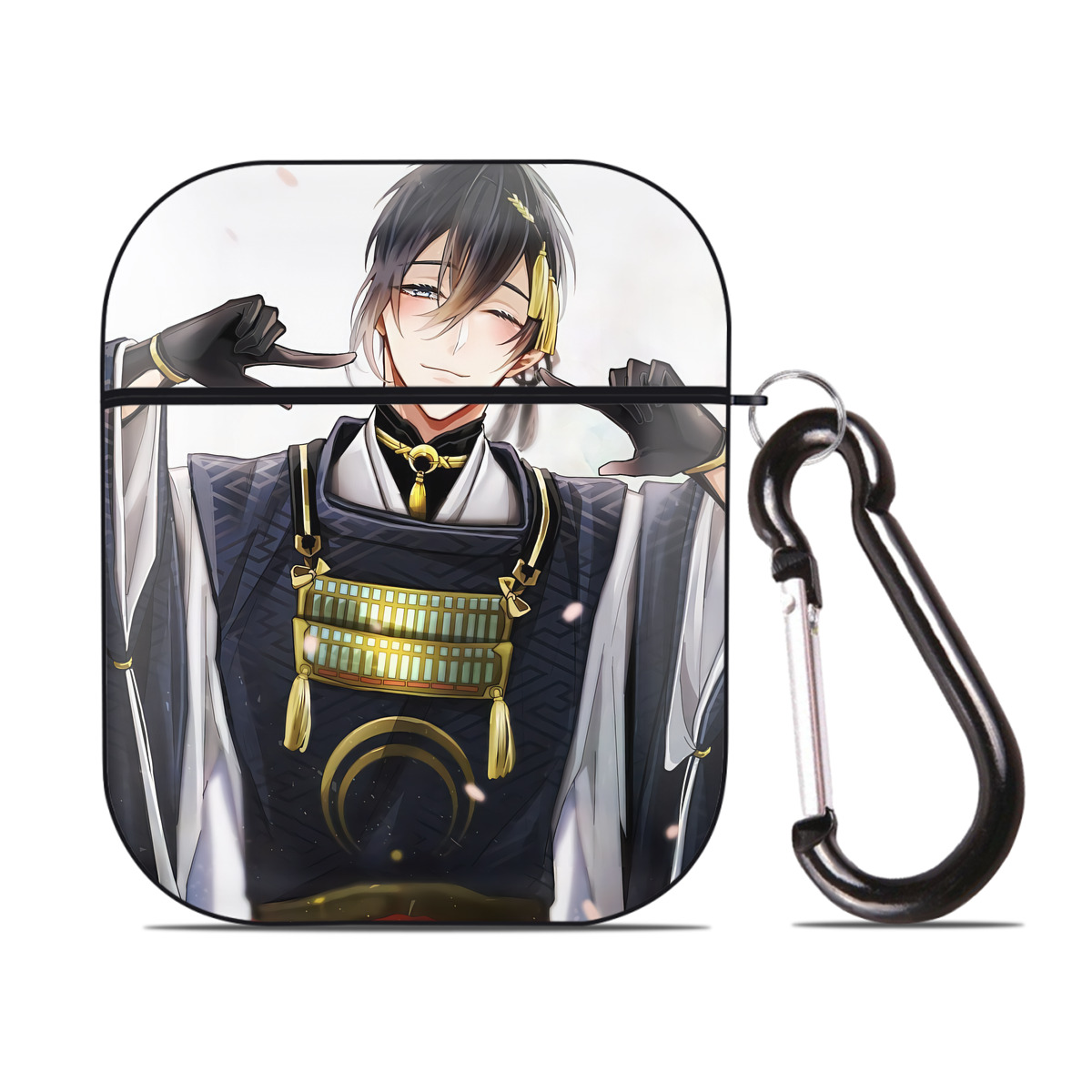 （画像用） 刀剣乱舞 Touken Ranbu AirPods 第2世代保護ケース ハードシェル ブラック 耐衝撃・防指紋・カラビナ付き