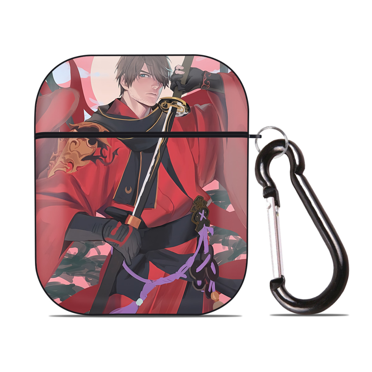 （画像用） 刀剣乱舞 Touken Ranbu AirPods 第2世代保護ケース ハードシェル ブラック 耐衝撃・防指紋・カラビナ付き