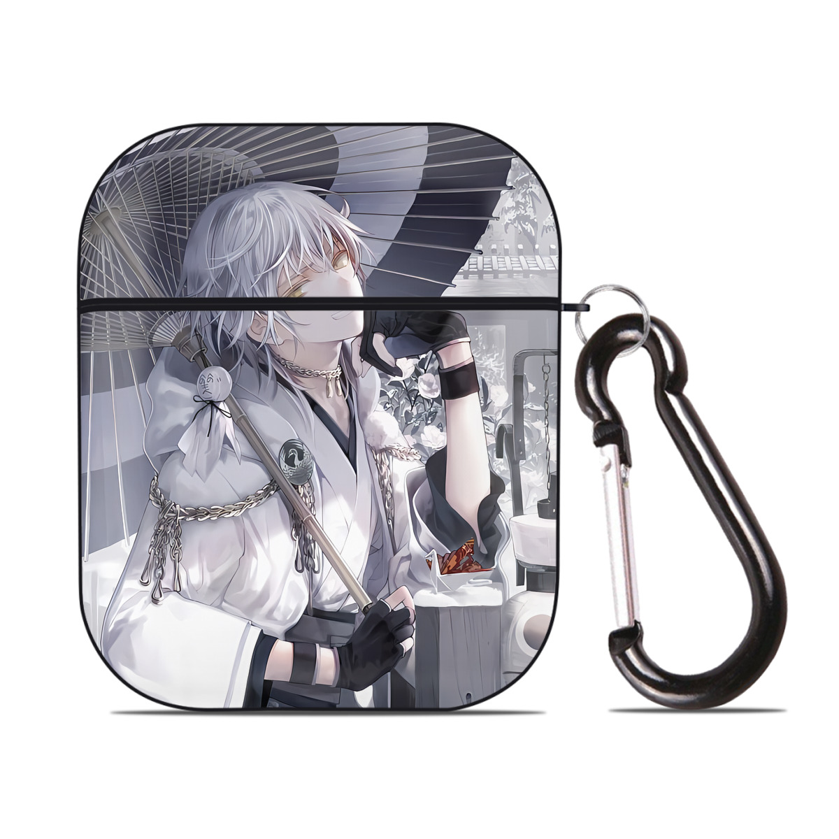 （画像用） 刀剣乱舞 Touken Ranbu AirPods 第2世代保護ケース ハードシェル ブラック 耐衝撃・防指紋・カラビナ付き