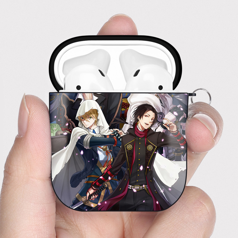 （画像用） 刀剣乱舞 Touken Ranbu AirPods 第2世代保護ケース ハードシェル ブラック 耐衝撃・防指紋・カラビナ付き