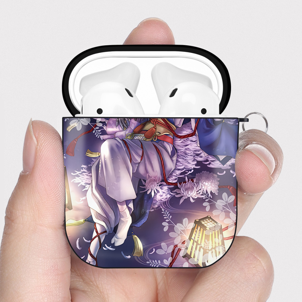 （画像用） 刀剣乱舞 Touken Ranbu AirPods 第2世代保護ケース ハードシェル ブラック 耐衝撃・防指紋・カラビナ付き