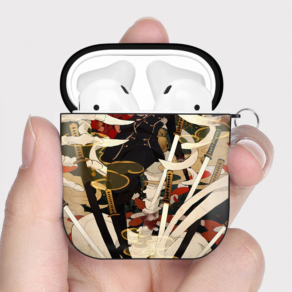 （画像用） 刀剣乱舞 Touken Ranbu AirPods 第2世代保護ケース ハードシェル ブラック 耐衝撃・防指紋・カラビナ付き