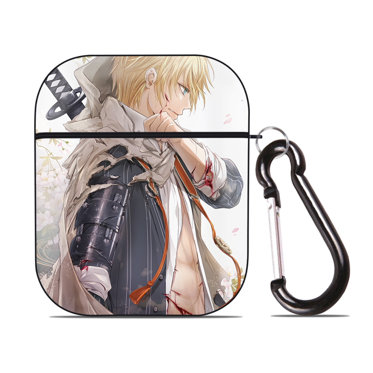 （画像用） 刀剣乱舞 Touken Ranbu AirPods 第2世代保護ケース ハードシェル ブラック 耐衝撃・防指紋・カラビナ付き