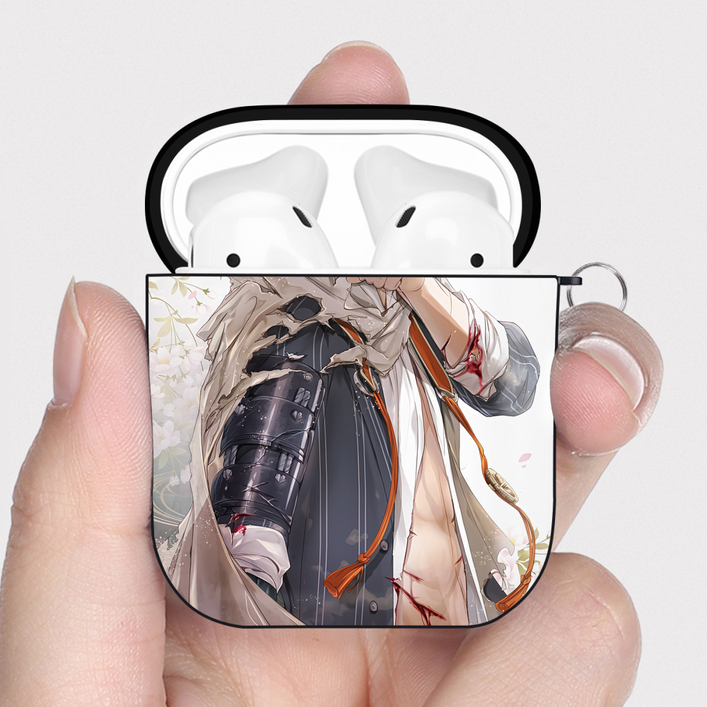 （画像用） 刀剣乱舞 Touken Ranbu AirPods 第2世代保護ケース ハードシェル ブラック 耐衝撃・防指紋・カラビナ付き