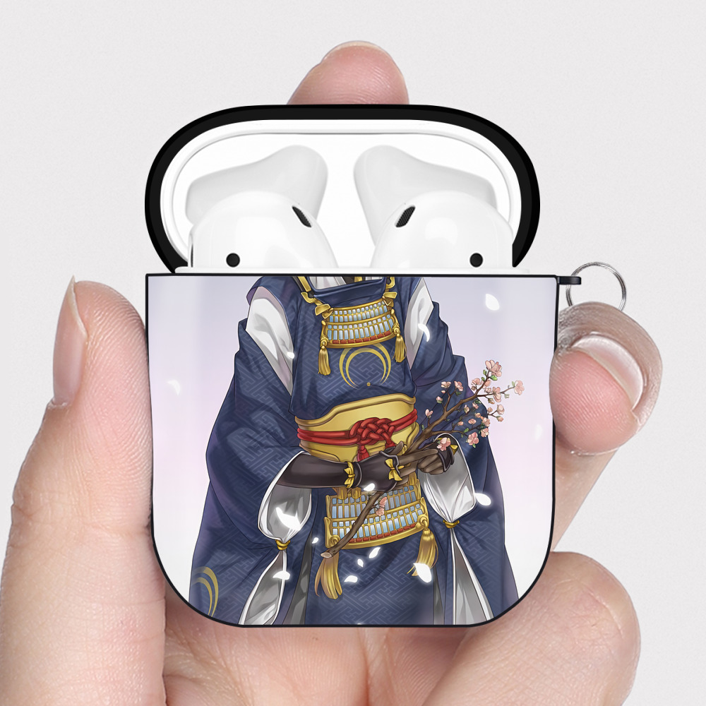 （画像用） 刀剣乱舞 Touken Ranbu AirPods 第2世代保護ケース ハードシェル ブラック 耐衝撃・防指紋・カラビナ付き