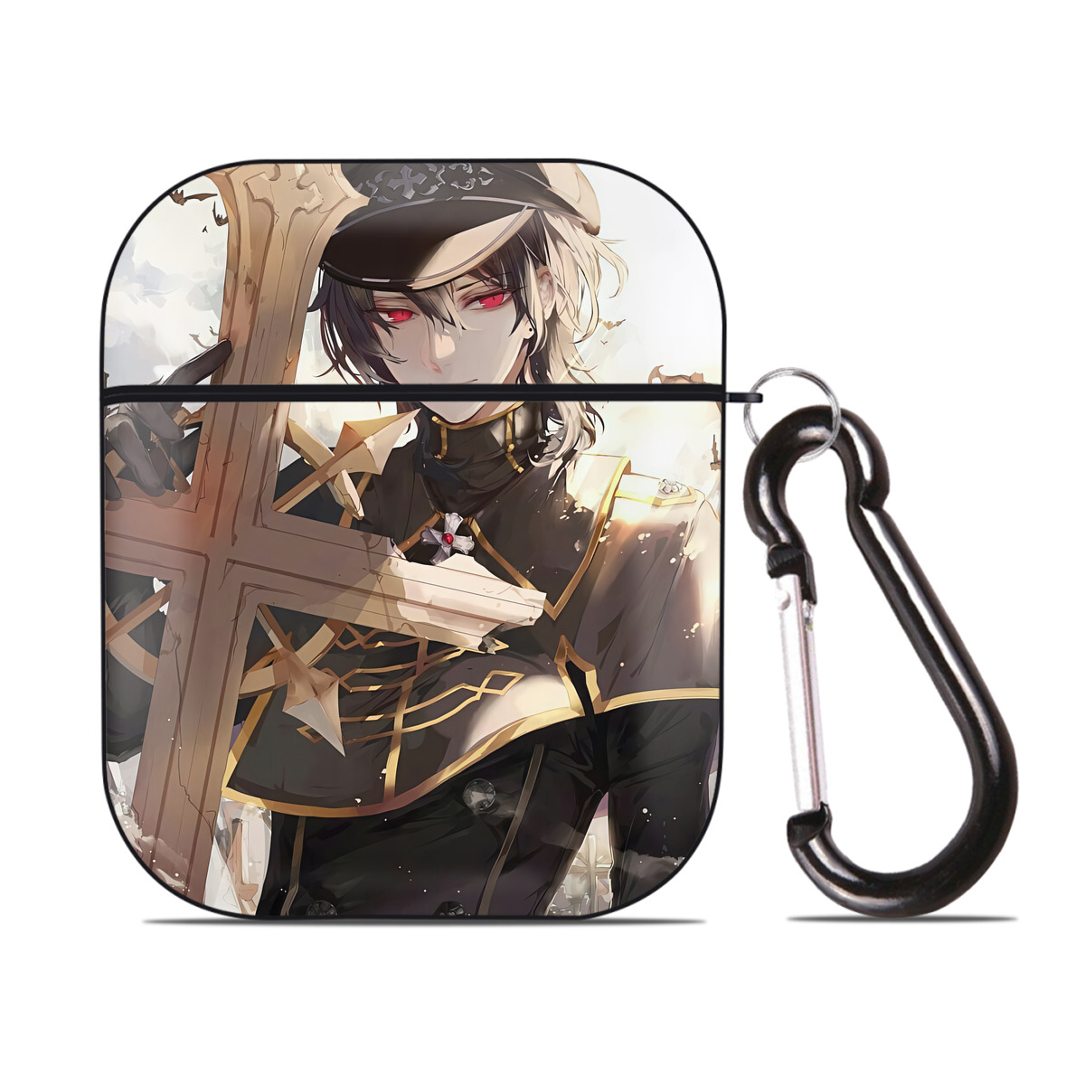 （画像用） 刀剣乱舞 Touken Ranbu AirPods 第2世代保護ケース ハードシェル ブラック 耐衝撃・防指紋・カラビナ付き
