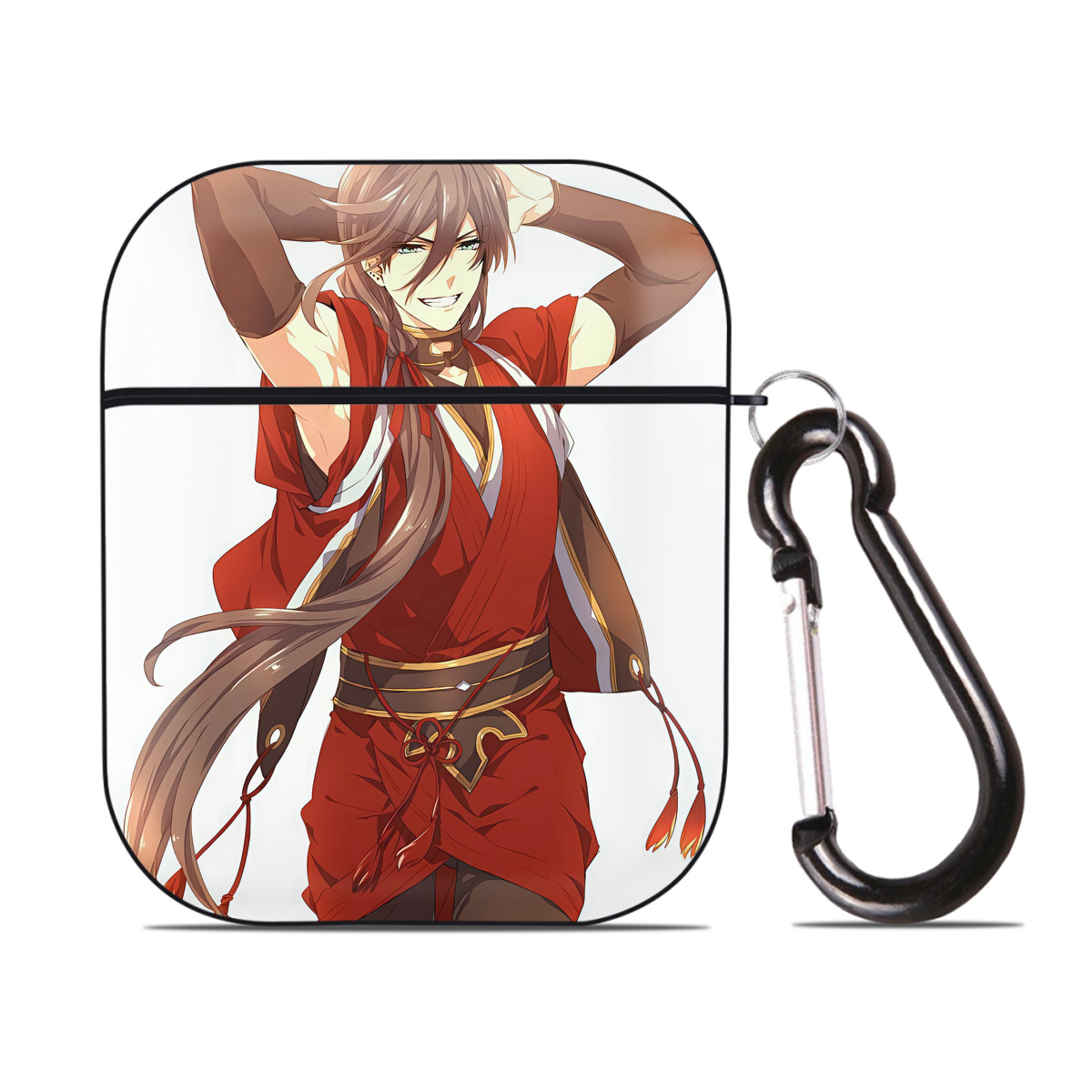 （画像用） 刀剣乱舞 Touken Ranbu AirPods 第2世代保護ケース ハードシェル ブラック 耐衝撃・防指紋・カラビナ付き