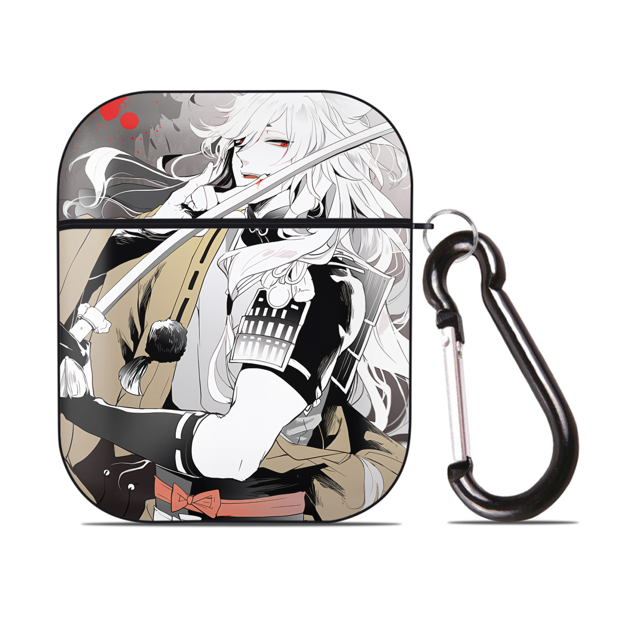 （画像用） 刀剣乱舞 Touken Ranbu AirPods 第2世代保護ケース ハードシェル ブラック 耐衝撃・防指紋・カラビナ付き