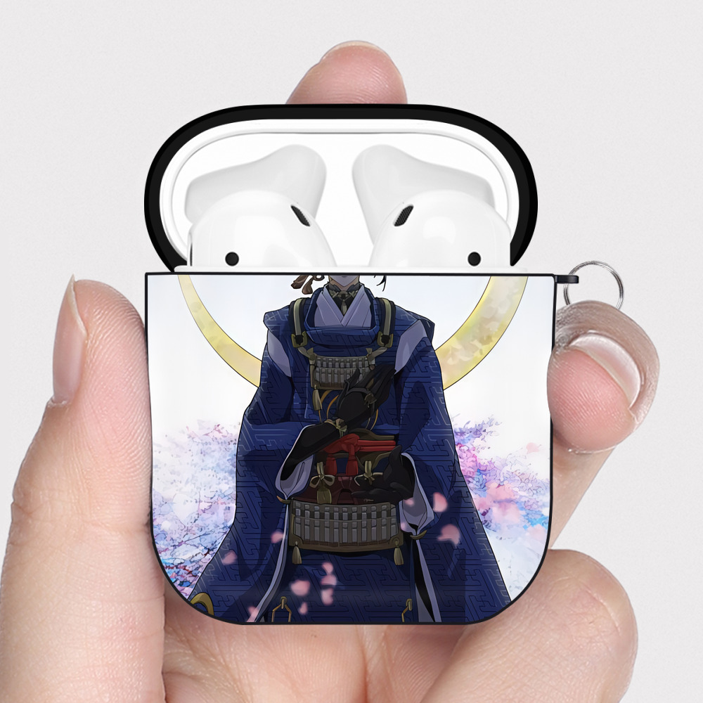 （画像用） 刀剣乱舞 Touken Ranbu AirPods 第2世代保護ケース ハードシェル ブラック 耐衝撃・防指紋・カラビナ付き