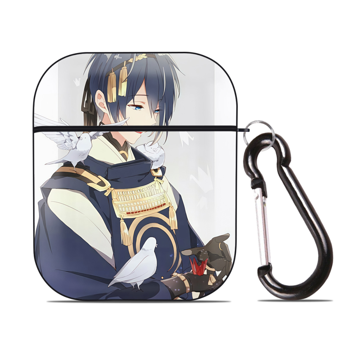 （画像用） 刀剣乱舞 Touken Ranbu AirPods 第2世代保護ケース ハードシェル ブラック 耐衝撃・防指紋・カラビナ付き