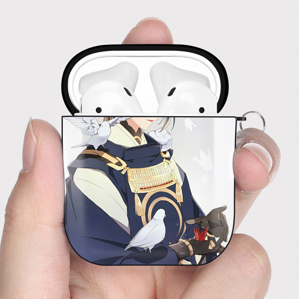 （画像用） 刀剣乱舞 Touken Ranbu AirPods 第2世代保護ケース ハードシェル ブラック 耐衝撃・防指紋・カラビナ付き