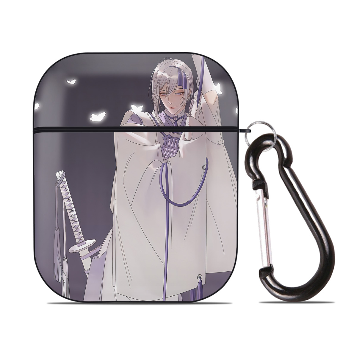 （画像用） 刀剣乱舞 Touken Ranbu AirPods 第2世代保護ケース ハードシェル ブラック 耐衝撃・防指紋・カラビナ付き