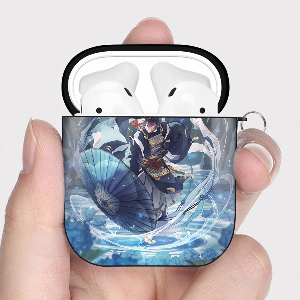（画像用） 刀剣乱舞 Touken Ranbu AirPods 第2世代保護ケース ハードシェル ブラック 耐衝撃・防指紋・カラビナ付き