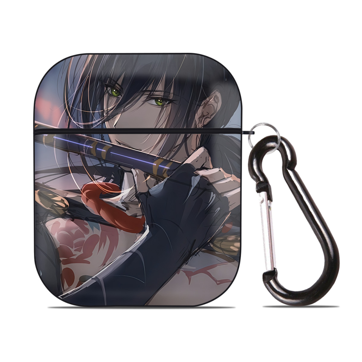 （画像用） 刀剣乱舞 Touken Ranbu AirPods 第2世代保護ケース ハードシェル ブラック 耐衝撃・防指紋・カラビナ付き