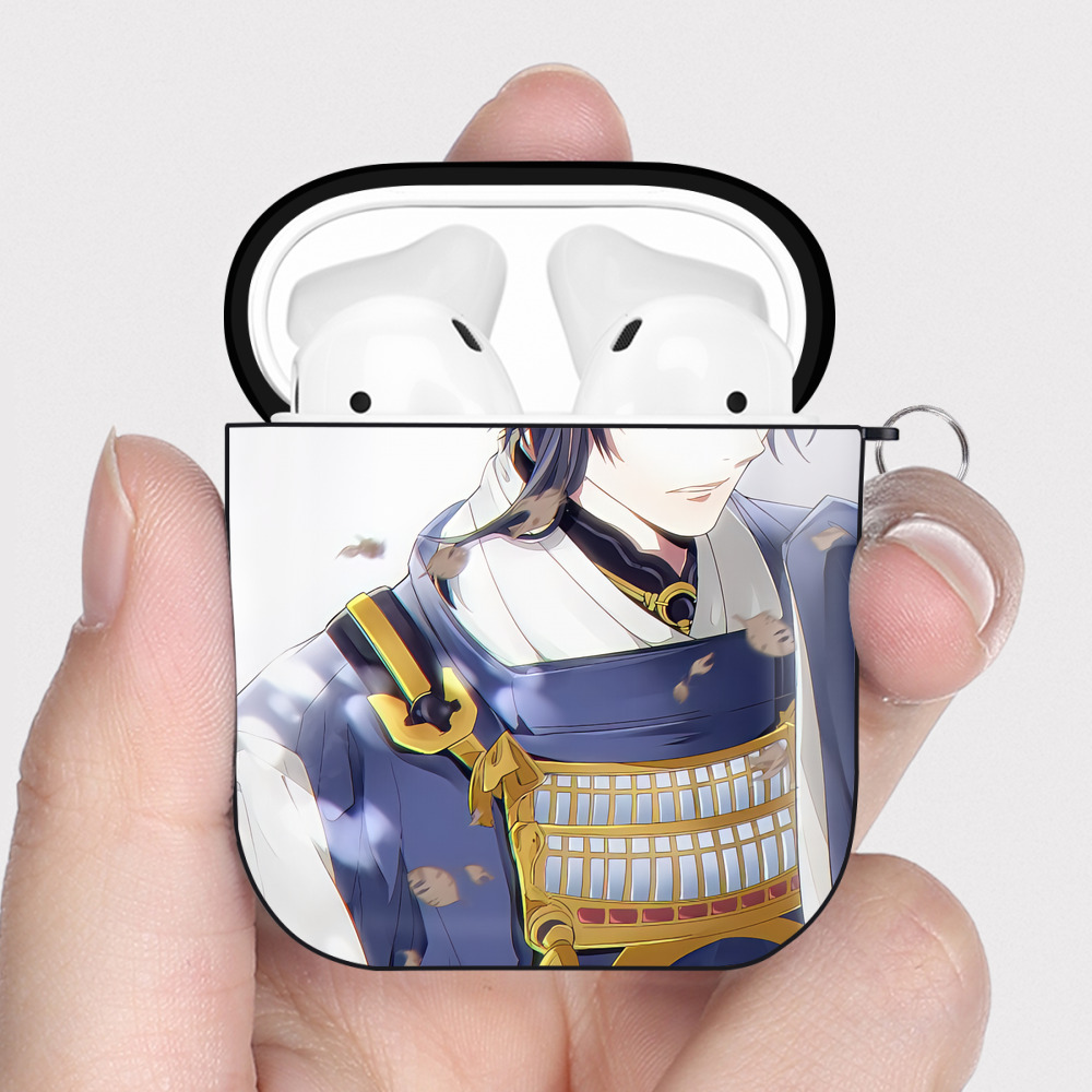 （画像用） 刀剣乱舞 Touken Ranbu AirPods 第2世代保護ケース ハードシェル ブラック 耐衝撃・防指紋・カラビナ付き