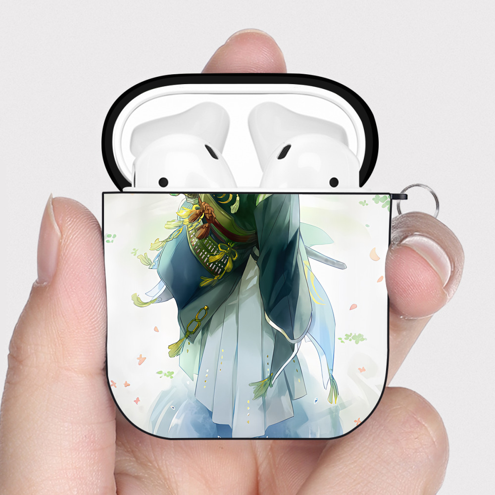 （画像用） 刀剣乱舞 Touken Ranbu AirPods 第2世代保護ケース ハードシェル ブラック 耐衝撃・防指紋・カラビナ付き