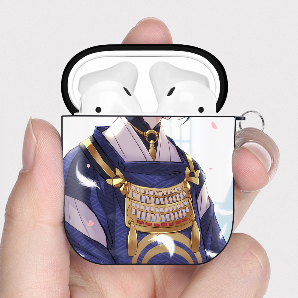 （画像用） 刀剣乱舞 Touken Ranbu AirPods 第2世代保護ケース ハードシェル ブラック 耐衝撃・防指紋・カラビナ付き