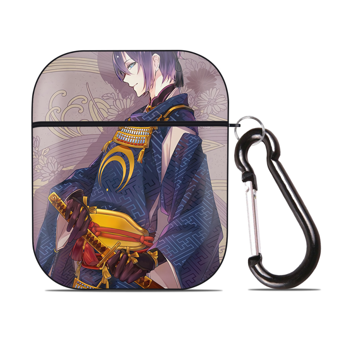 （画像用） 刀剣乱舞 Touken Ranbu AirPods 第2世代保護ケース ハードシェル ブラック 耐衝撃・防指紋・カラビナ付き