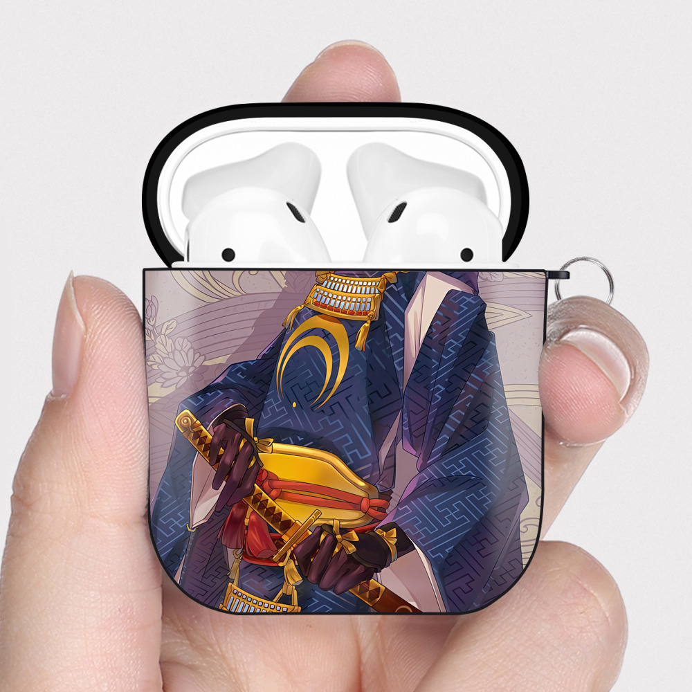 （画像用） 刀剣乱舞 Touken Ranbu AirPods 第2世代保護ケース ハードシェル ブラック 耐衝撃・防指紋・カラビナ付き