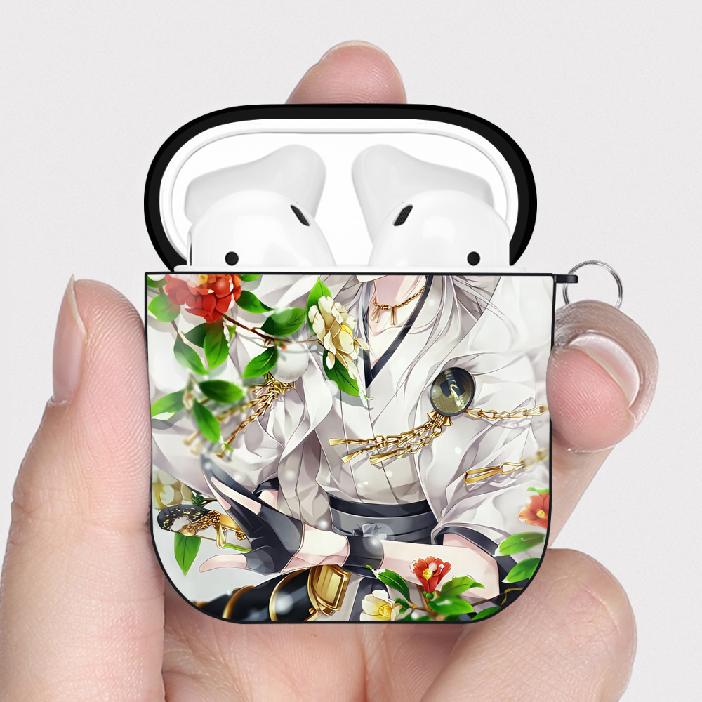 （画像用） 刀剣乱舞 Touken Ranbu AirPods 第2世代保護ケース ハードシェル ブラック 耐衝撃・防指紋・カラビナ付き