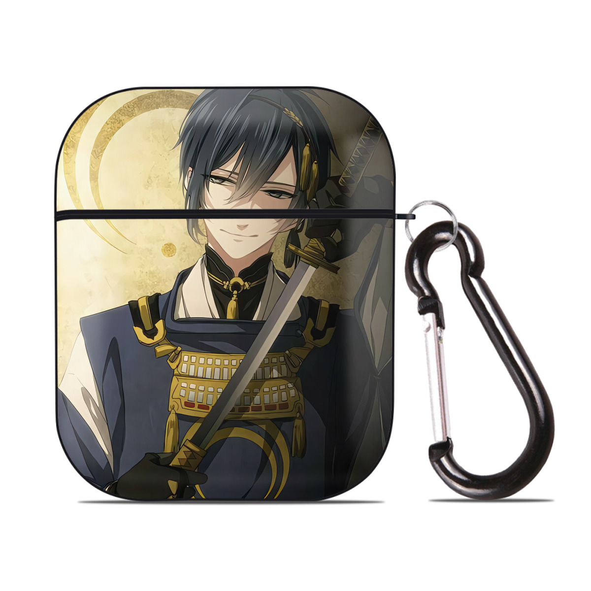 （画像用） 刀剣乱舞 Touken Ranbu AirPods 第2世代保護ケース ハードシェル ブラック 耐衝撃・防指紋・カラビナ付き