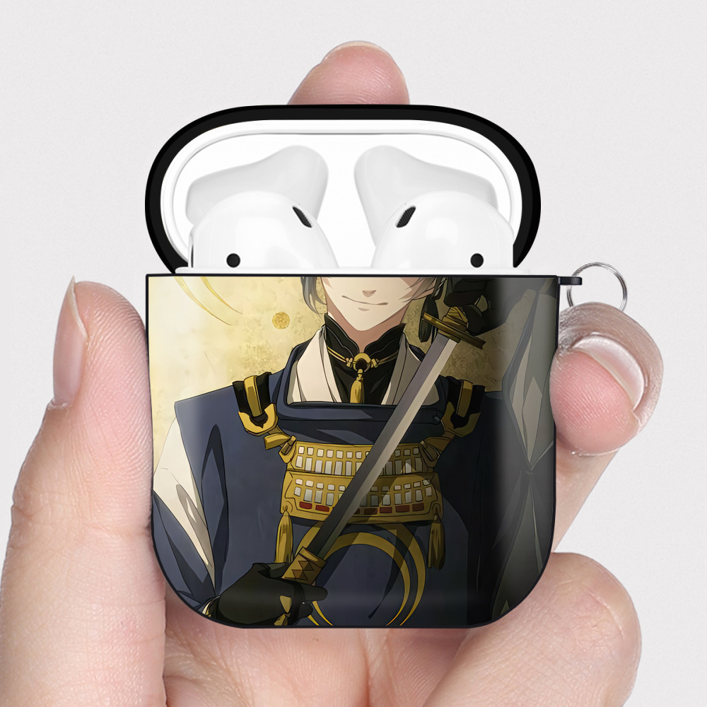 （画像用） 刀剣乱舞 Touken Ranbu AirPods 第2世代保護ケース ハードシェル ブラック 耐衝撃・防指紋・カラビナ付き