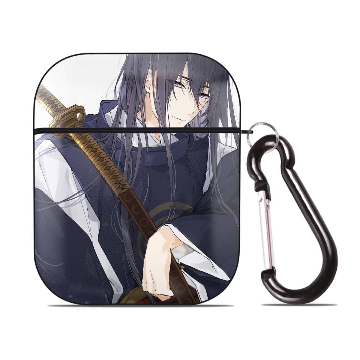 （画像用） 刀剣乱舞 Touken Ranbu AirPods 第2世代保護ケース ハードシェル ブラック 耐衝撃・防指紋・カラビナ付き