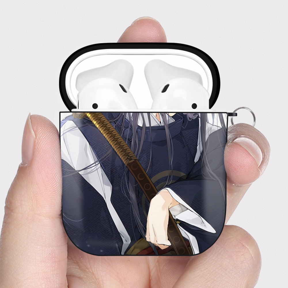 （画像用） 刀剣乱舞 Touken Ranbu AirPods 第2世代保護ケース ハードシェル ブラック 耐衝撃・防指紋・カラビナ付き
