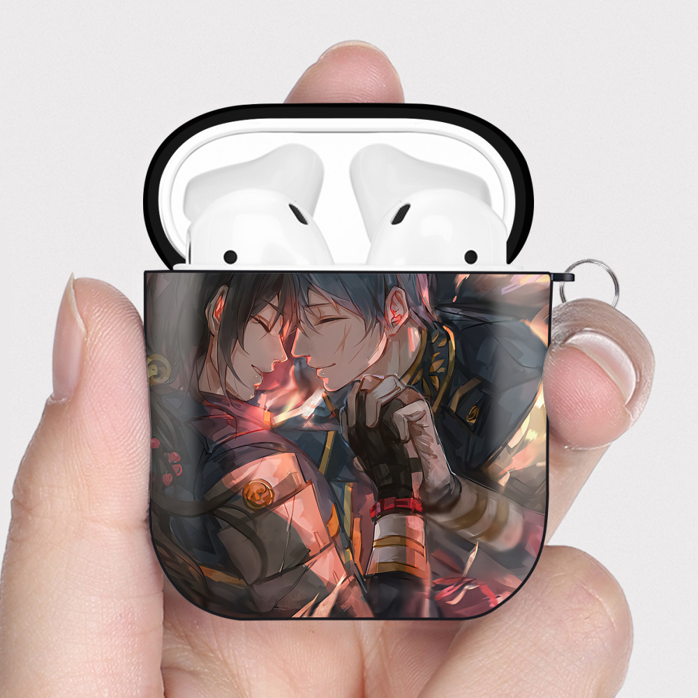 （画像用） 刀剣乱舞 Touken Ranbu AirPods 第2世代保護ケース ハードシェル ブラック 耐衝撃・防指紋・カラビナ付き