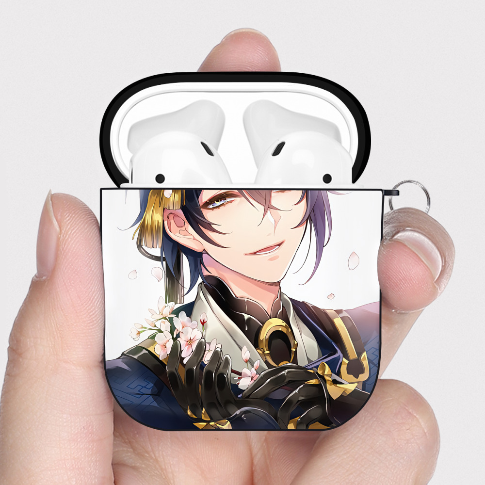 （画像用） 刀剣乱舞 Touken Ranbu AirPods 第2世代保護ケース ハードシェル ブラック 耐衝撃・防指紋・カラビナ付き