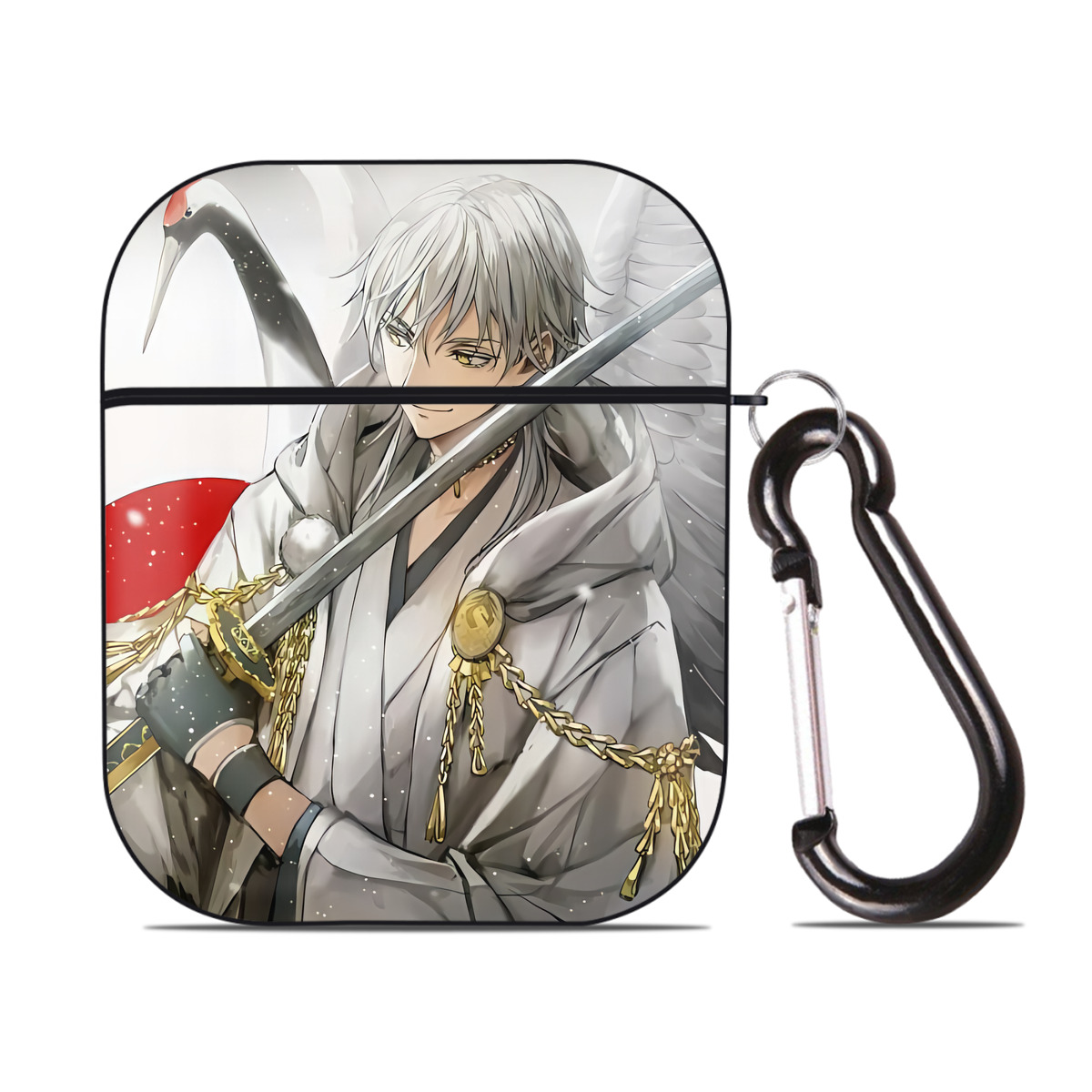 （画像用） 刀剣乱舞 Touken Ranbu AirPods 第2世代保護ケース ハードシェル ブラック 耐衝撃・防指紋・カラビナ付き