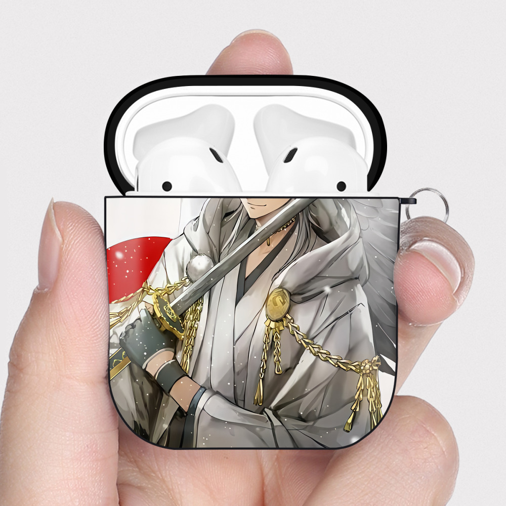 （画像用） 刀剣乱舞 Touken Ranbu AirPods 第2世代保護ケース ハードシェル ブラック 耐衝撃・防指紋・カラビナ付き