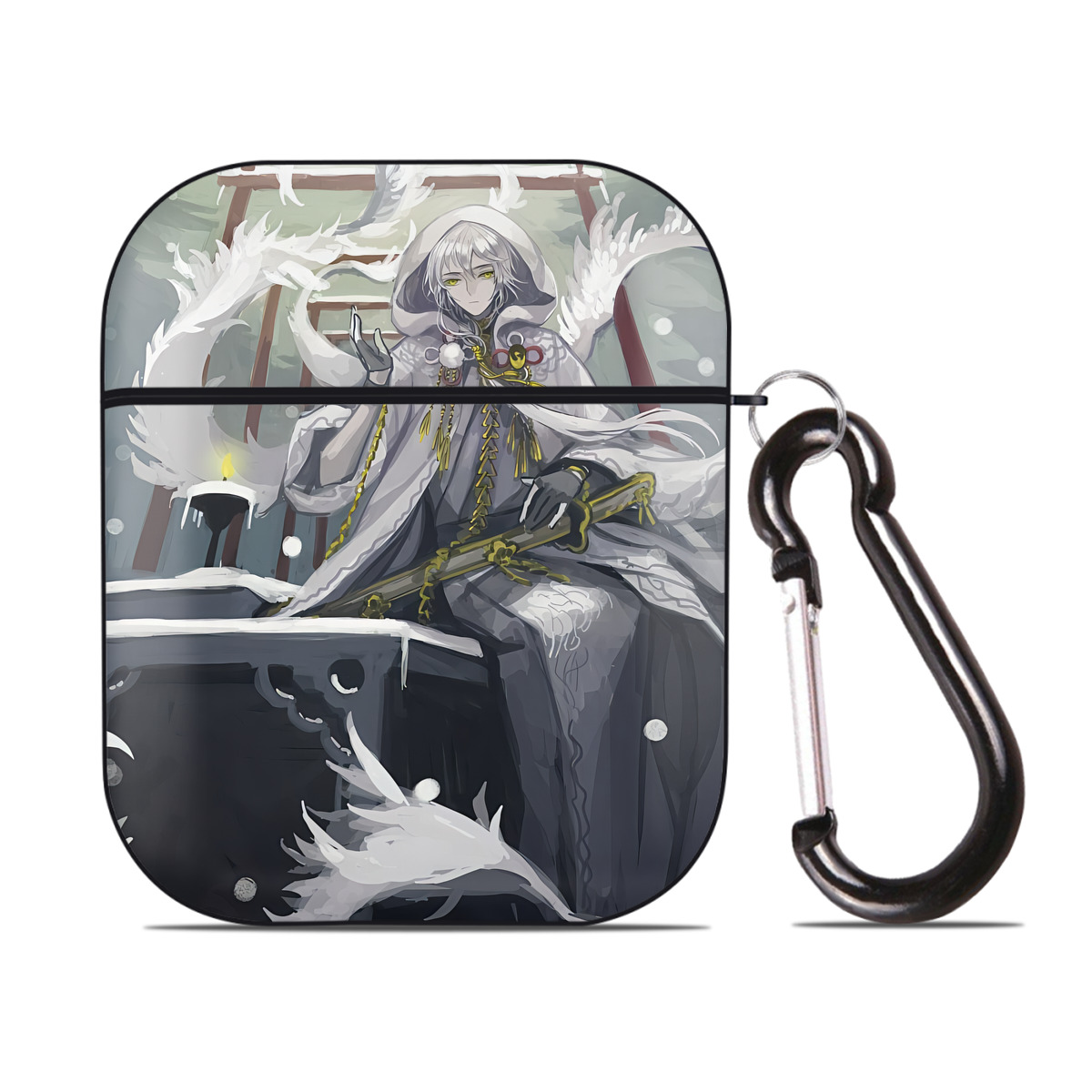 （画像用） 刀剣乱舞 Touken Ranbu AirPods 第2世代保護ケース ハードシェル ブラック 耐衝撃・防指紋・カラビナ付き