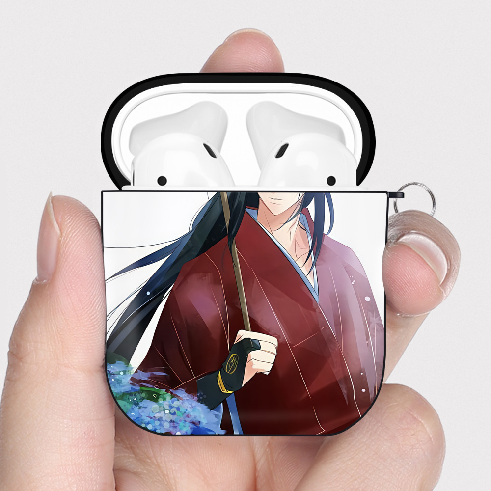 （画像用） 刀剣乱舞 Touken Ranbu AirPods 第2世代保護ケース ハードシェル ブラック 耐衝撃・防指紋・カラビナ付き