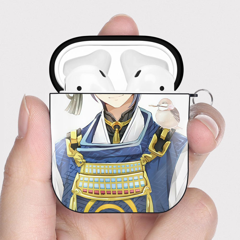 （画像用） 刀剣乱舞 Touken Ranbu AirPods 第2世代保護ケース ハードシェル ブラック 耐衝撃・防指紋・カラビナ付き