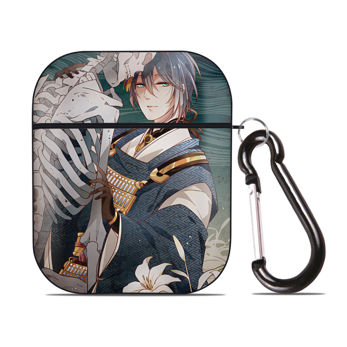 （画像用） 刀剣乱舞 Touken Ranbu AirPods 第2世代保護ケース ハードシェル ブラック 耐衝撃・防指紋・カラビナ付き
