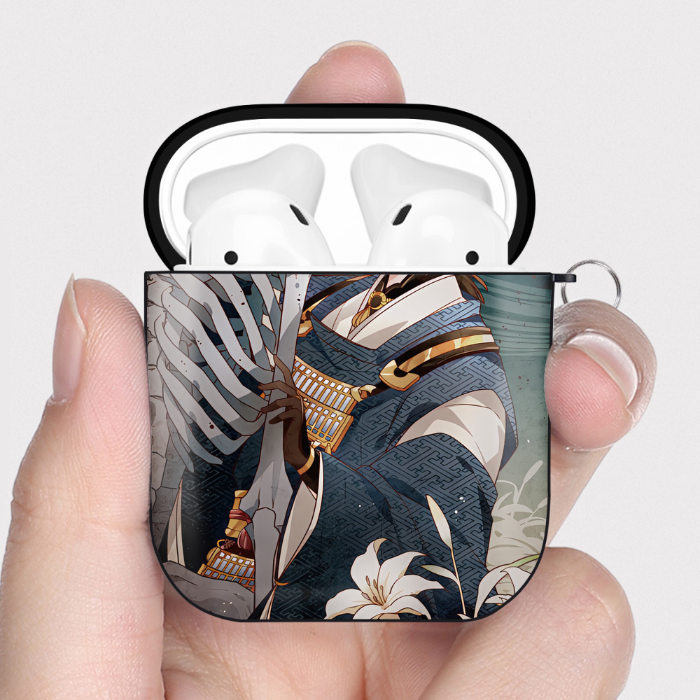 （画像用） 刀剣乱舞 Touken Ranbu AirPods 第2世代保護ケース ハードシェル ブラック 耐衝撃・防指紋・カラビナ付き