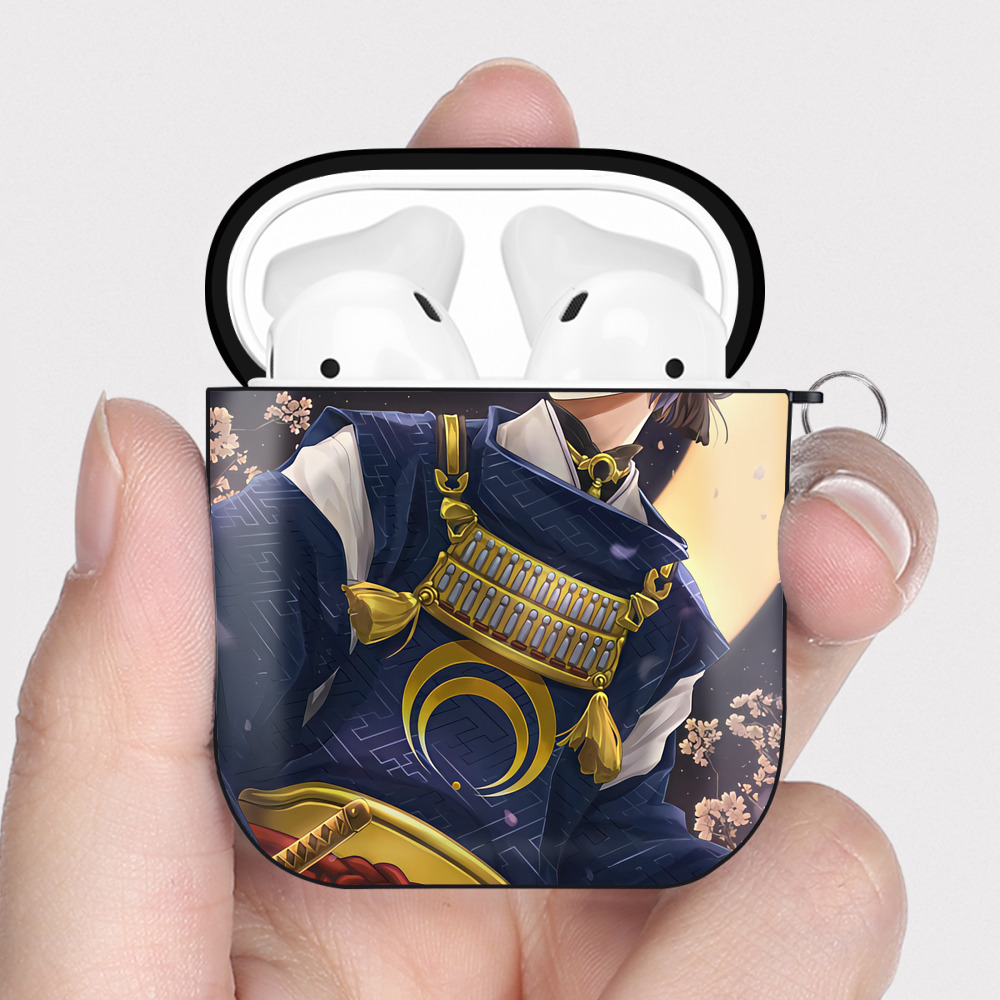 （画像用） 刀剣乱舞 Touken Ranbu AirPods 第2世代保護ケース ハードシェル ブラック 耐衝撃・防指紋・カラビナ付き