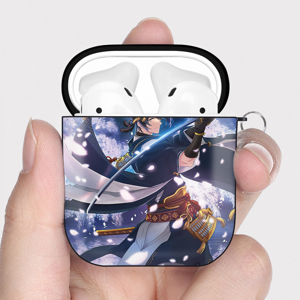 （画像用） 刀剣乱舞 Touken Ranbu AirPods 第2世代保護ケース ハードシェル ブラック 耐衝撃・防指紋・カラビナ付き