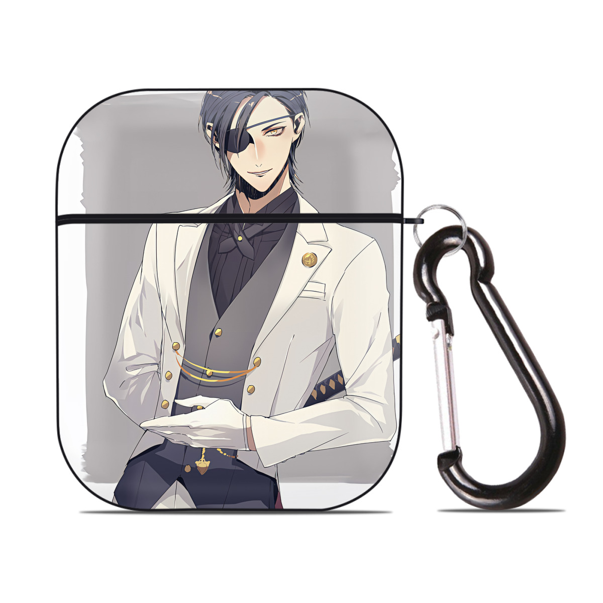 （画像用） 刀剣乱舞 Touken Ranbu AirPods 第2世代保護ケース ハードシェル ブラック 耐衝撃・防指紋・カラビナ付き