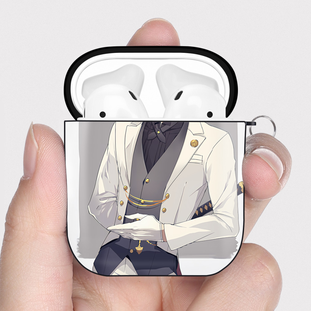 （画像用） 刀剣乱舞 Touken Ranbu AirPods 第2世代保護ケース ハードシェル ブラック 耐衝撃・防指紋・カラビナ付き