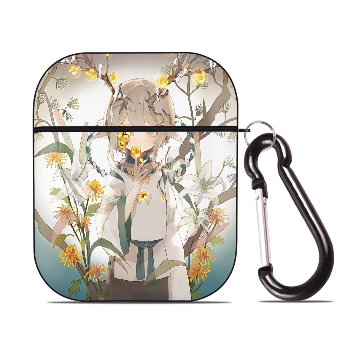（画像用） 刀剣乱舞 Touken Ranbu AirPods 第2世代保護ケース ハードシェル ブラック 耐衝撃・防指紋・カラビナ付き