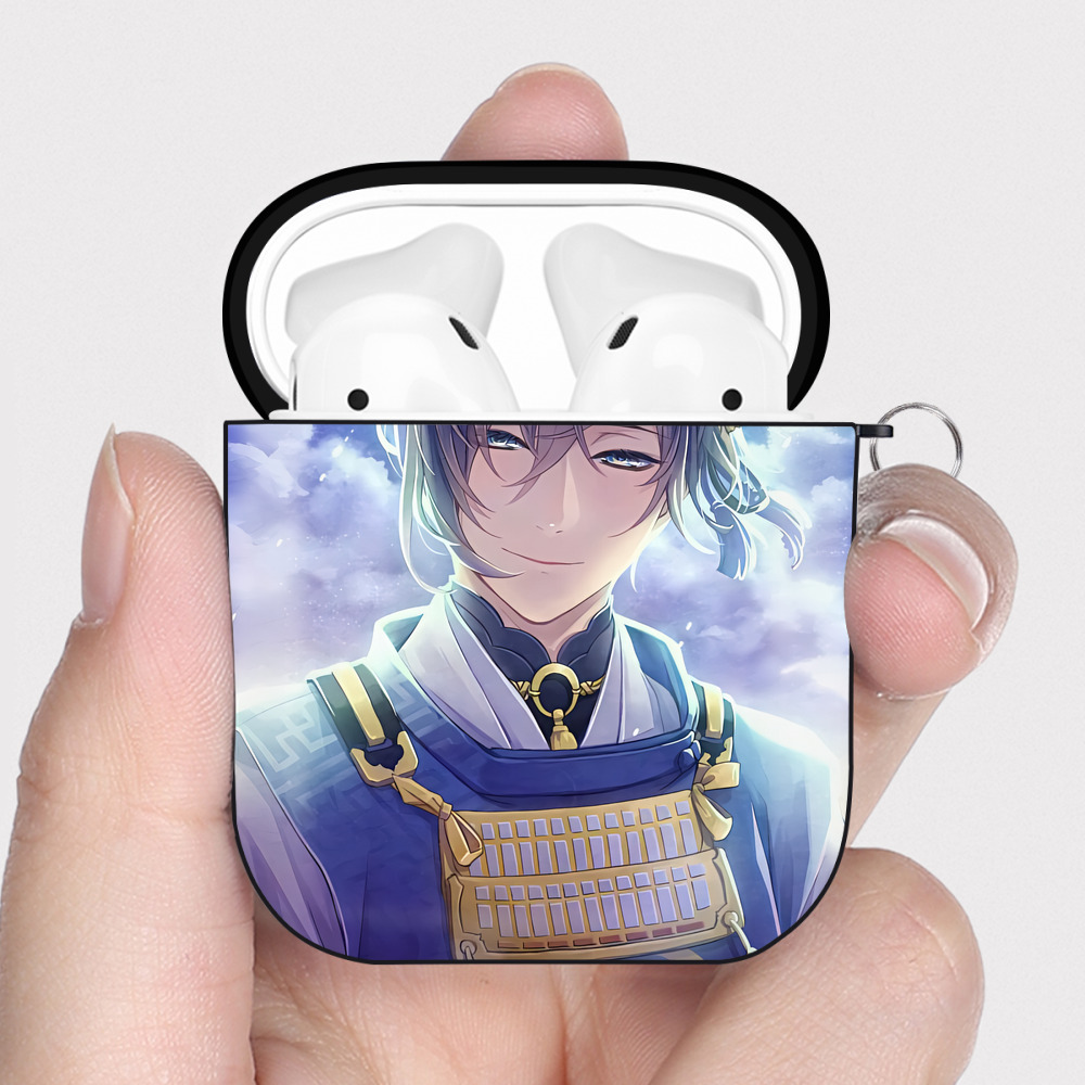 （画像用） 刀剣乱舞 Touken Ranbu AirPods 第2世代保護ケース ハードシェル ブラック 耐衝撃・防指紋・カラビナ付き