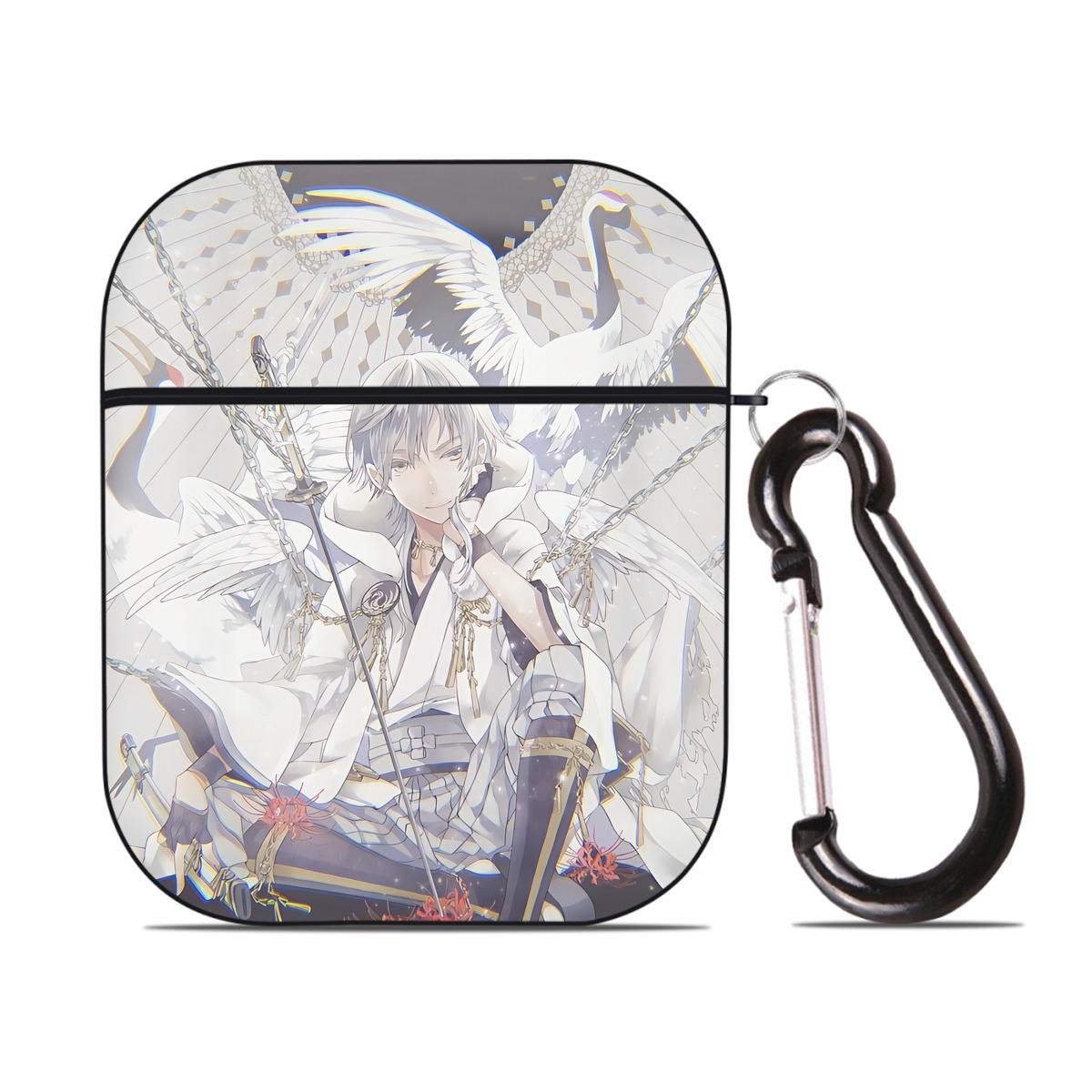 （画像用） 刀剣乱舞 Touken Ranbu AirPods 第2世代保護ケース ハードシェル ブラック 耐衝撃・防指紋・カラビナ付き