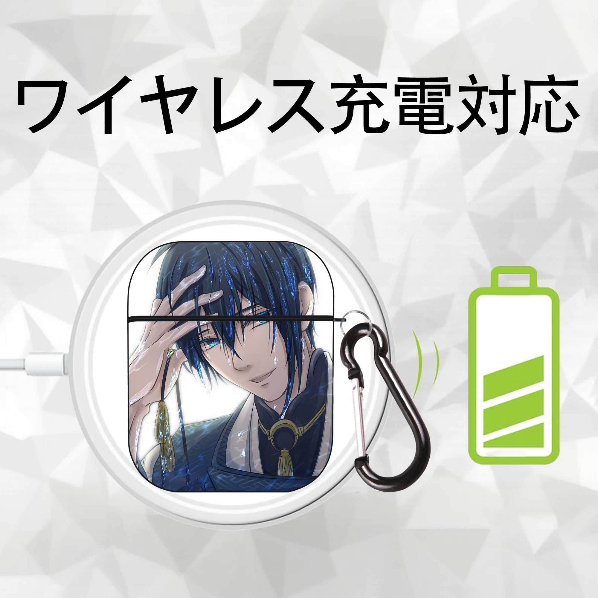 刀剣乱舞 Touken Ranbu AirPods 第2世代保護ケース ハードシェル ブラック 耐衝撃・防指紋・カラビナ付き